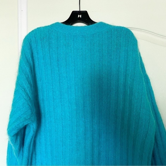 Herskind Sweater Base Knit Cardigan Distressed Mohair Wool Light Blue S EUC - Picture 7 of 7